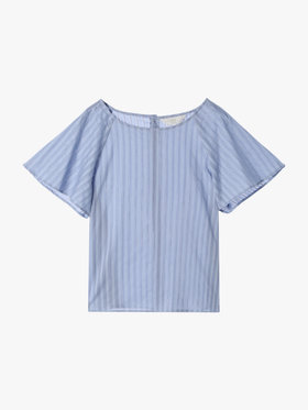 To b. by agnès b. 【Outlet】からみ織 コットン 半袖 ブラウス ブルー