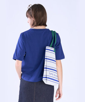 To b. by agnès b. ロゴ 刺繍 コットン 半袖 Tシャツ ネイビー