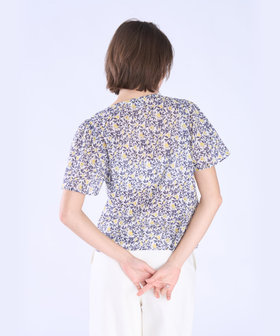 To b. by agnès b. ボタニカル プリント コットン 半袖 ブラウス イエロー