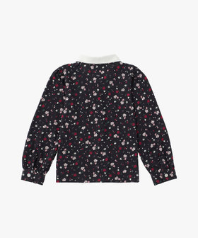 ENFANT ユニセックス キッズ フラワープリント コットン 長袖 ブラウス ブラック