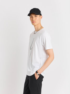 HOMME メンズ メンズ アイコニック プリント コットン 半袖 Tシャツ "Point d'Ironie" ホワイト