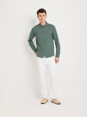 HOMME メンズ メンズ コットン 長袖 ジップシャツ ”Metro” グリーン