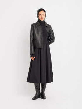 FEMME ウィメンズ コットン 長袖 ロング ワンピース ”Vian” ブラック