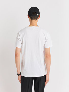 HOMME メンズ メンズ アイコニック プリント コットン 半袖 Tシャツ "Point d'Ironie" ホワイト