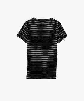 FEMME ウィメンズ ボーダー 半袖 リブ Tシャツ "Be Bop" ブラック