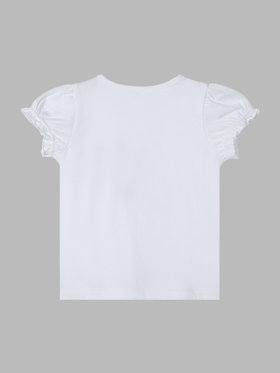 ENFANT ベビー ベビー リボンプリント コットン 半袖 Tシャツ ホワイト