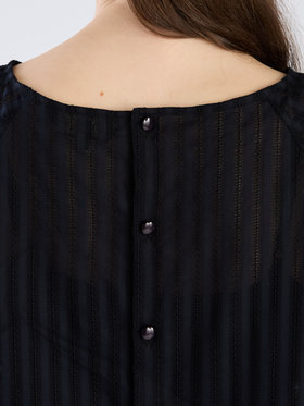 To b. by agnès b. 【Outlet】からみ織 コットン 半袖 ブラウス ネイビー