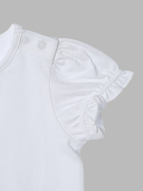 ENFANT ベビー ベビー リボンプリント コットン 半袖 Tシャツ ホワイト