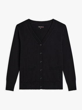 FEMME ウィメンズ コットン Vネック 長袖 ニット カーディガン ”Homme” ブラック