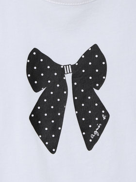 ENFANT ベビー ベビー リボンプリント コットン 半袖 Tシャツ ホワイト