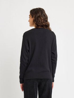 FEMME ウィメンズ コットン Vネック 長袖 ニット カーディガン ”Homme” ブラック