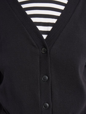 FEMME ウィメンズ コットン Vネック 長袖 ニット カーディガン ”Homme” ブラック