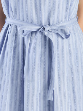 To b. by agnès b. 【Outlet】からみ織 コットン 半袖 ワンピース ブルー