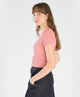 To b. by agnès b. ハート ロゴ コンパクト Tシャツ ピンク