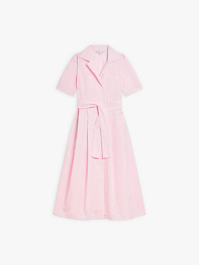 FEMME ウィメンズ 【Outlet】ギンガムチェック 半袖 開襟シャツワンピース ”Marilor” ピンク