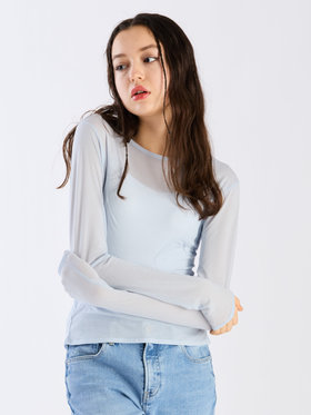 To b. by agnès b. 【Outlet】シアーロングTシャツ ライトブルー