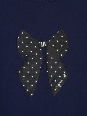 ENFANT ベビー ベビー リボンプリント コットン 半袖 Tシャツ ネイビー