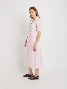 FEMME ウィメンズ 【Outlet】ギンガムチェック 半袖 開襟シャツワンピース ”Marilor” ピンク