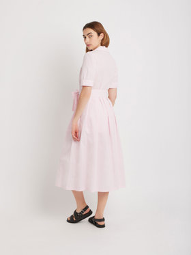 FEMME ウィメンズ 【Outlet】ギンガムチェック 半袖 開襟シャツワンピース ”Marilor” ピンク