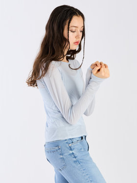 To b. by agnès b. 【Outlet】シアーロングTシャツ ライトブルー