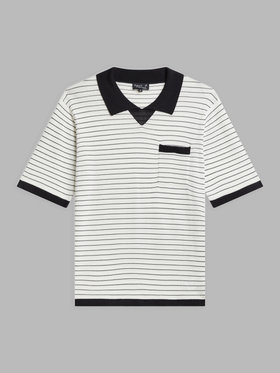 HOMME メンズ メンズ ボーダー 半袖 ポロ プルオーバー "Cup" ホワイト