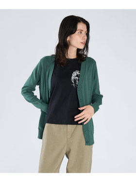 FEMME ウィメンズ ”b.”ロゴ刺繍 コットン Vネック ニットカーディガン ”Homme” グリーン系その他