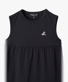 ENFANT ガールズ キッズ "b." ロゴ コットン ノースリーブ ワンピース ブラック