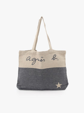 FEMME ウィメンズ 【Outlet】ロゴ プリント コットン リネン トートバッグ ”Elie” (ユニセックス) ネイビー