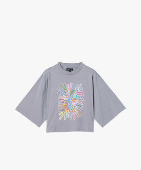 FEMME ウィメンズ プリント オーガニックコットン 5分袖 アーティスト Tシャツ "Mel Bernstine" グレー系その他