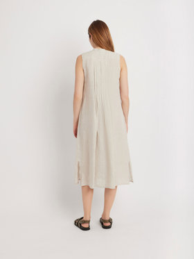 FEMME ウィメンズ リネン バンドカラー ノースリーブ ワンピース ”Tula” ベージュ