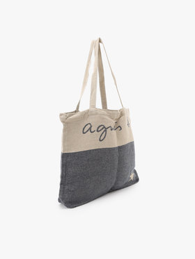 FEMME ウィメンズ 【Outlet】ロゴ プリント コットン リネン トートバッグ ”Elie” (ユニセックス) ネイビー