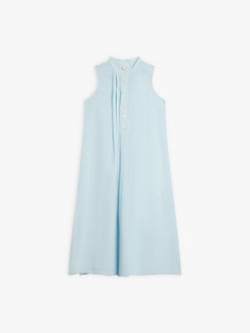 FEMME ウィメンズ リネン バンドカラー ノースリーブ ワンピース "Tula" ブルー系その他