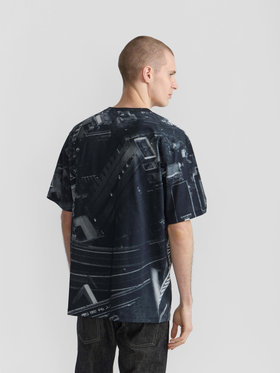 HOMME メンズ メンズ フォトプリント コットン 半袖 Tシャツ "View from Agnes’ hotel window in Tokyo" マルチ