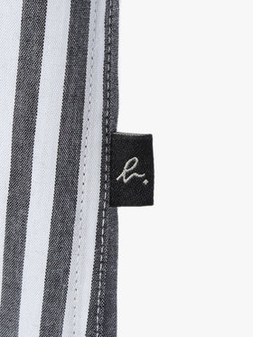 HOMME メンズ メンズ アイコニック 刺繍 ストライプ 長袖 シャツ ”Lezard” ブラック