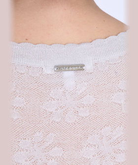 To b. by agnès b. シアー ジャカード 半袖 ニット プルオーバー ライトグレー