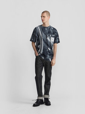 HOMME メンズ メンズ フォトプリント コットン 半袖 Tシャツ "View from Agnes’ hotel window in Tokyo" マルチ