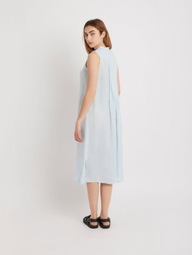 FEMME ウィメンズ リネン バンドカラー ノースリーブ ワンピース "Tula" ブルー系その他