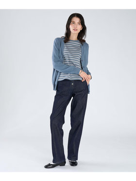 FEMME ウィメンズ ”b.”ロゴ刺繍 コットン Vネック ニットカーディガン ”Homme” グレー