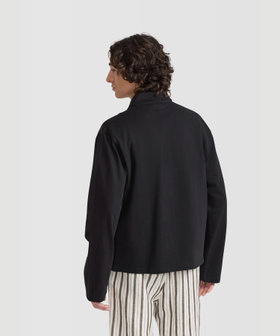 HOMME メンズ メンズ コットン ジャージー 長袖 カーディガン "Alberto" ブラック