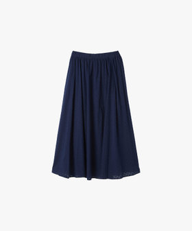 To b. by agnès b. フラワー コットン カット ジャカード スカート ネイビー