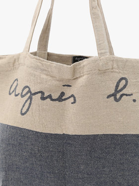 FEMME ウィメンズ 【Outlet】ロゴ プリント コットン リネン トートバッグ ”Elie” (ユニセックス) ネイビー