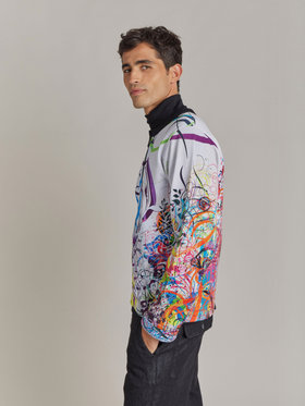 HOMME メンズ 【Outlet】NU37 CARDIGAN アーティスト ジップカーディガン Ryan McGinness マルチ