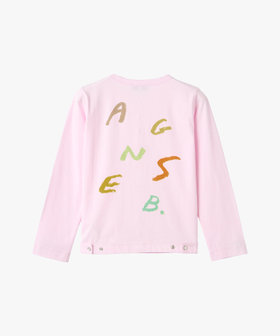ENFANT ユニセックス キッズ プリント コットン 長袖 カーディガンプレッション agnes b.×mayumi yamase ピンク