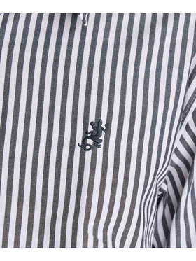HOMME メンズ メンズ アイコニック 刺繍 ストライプ 長袖 シャツ ”Lezard” ブラック