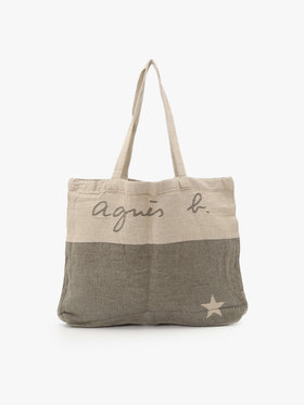 FEMME ウィメンズ 【Outlet】ロゴ プリント コットン リネン トートバッグ ”Elie” (ユニセックス) グリーン系その他