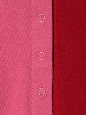 ENFANT ユニセックス キッズ バイカラー "b."ロゴ コットン 長袖 カーディガンプレッション "Bicol" レッド