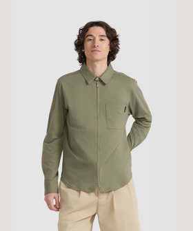 HOMME メンズ メンズ コットン 長袖 ジップシャツ "Metro" グリーン系その他