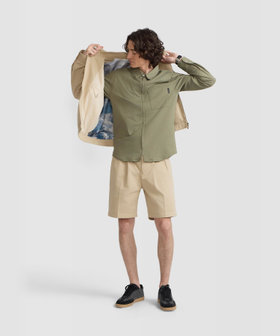 HOMME メンズ メンズ コットン 長袖 ジップシャツ "Metro" グリーン系その他