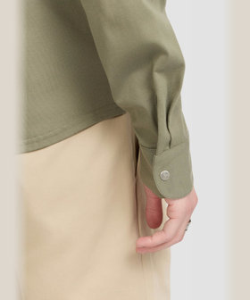 HOMME メンズ メンズ コットン 長袖 ジップシャツ "Metro" グリーン系その他