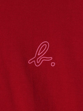 ENFANT ユニセックス キッズ バイカラー "b."ロゴ コットン 長袖 カーディガンプレッション "Bicol" レッド